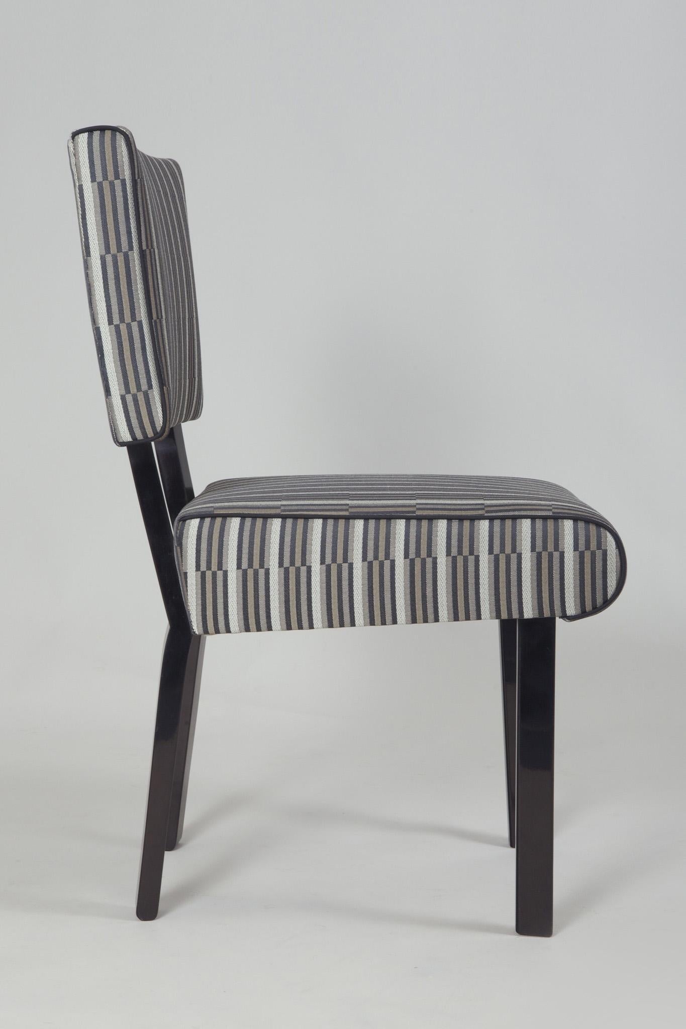 Ebonized Set of Six Art Deco Chairs Made in 1930s Czechia, Fully Refurbished For Sale