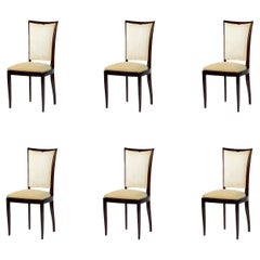 Set Of Six Art Deco Chairs, Unlined, Jules Leleu Style, 20th Century