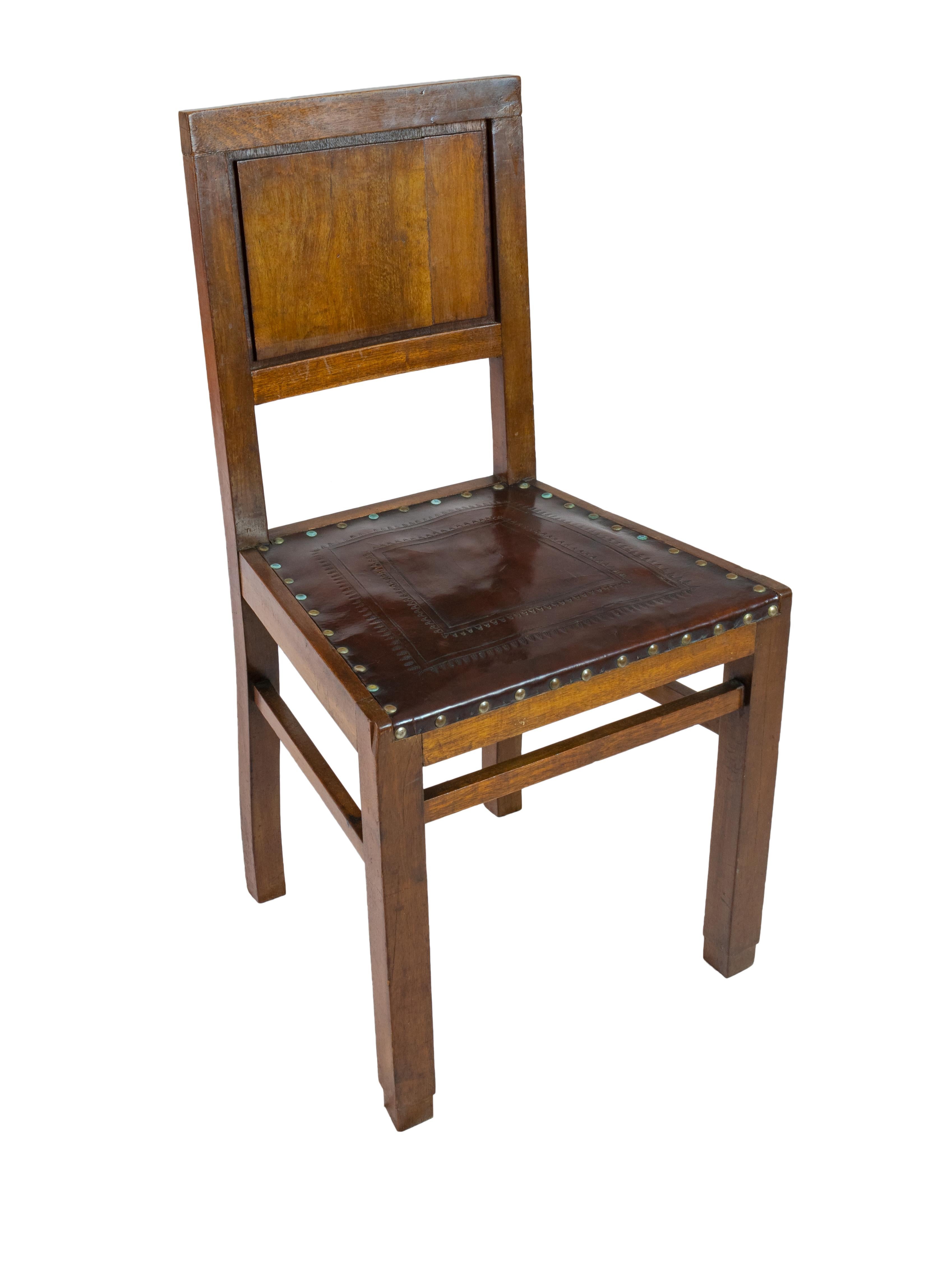 Set of Six Art Deco Chocolate Brown Walnut Chairs, 20th Century For Sale 1