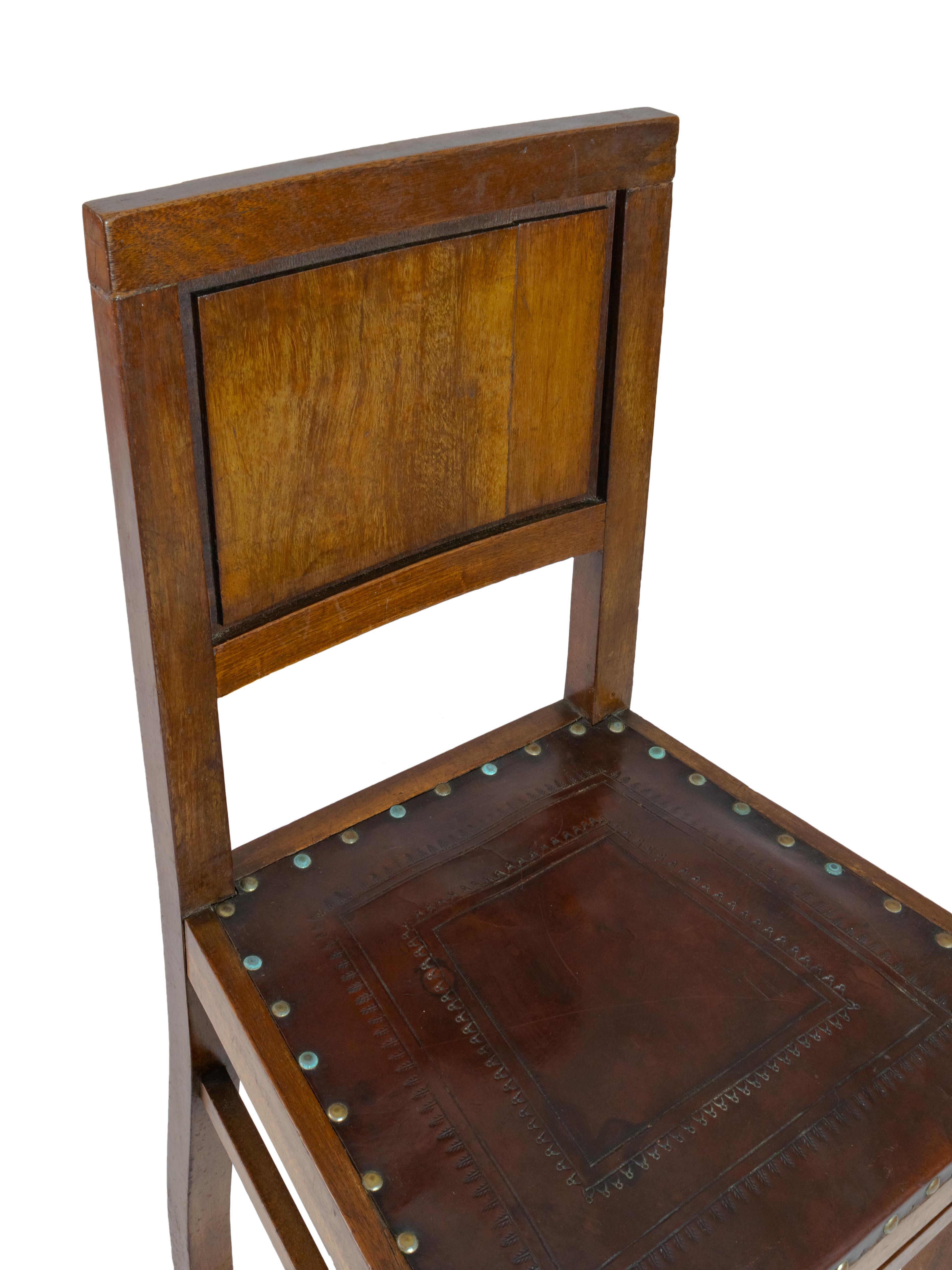 Set of Six Art Deco Chocolate Brown Walnut Chairs, 20th Century For Sale 3