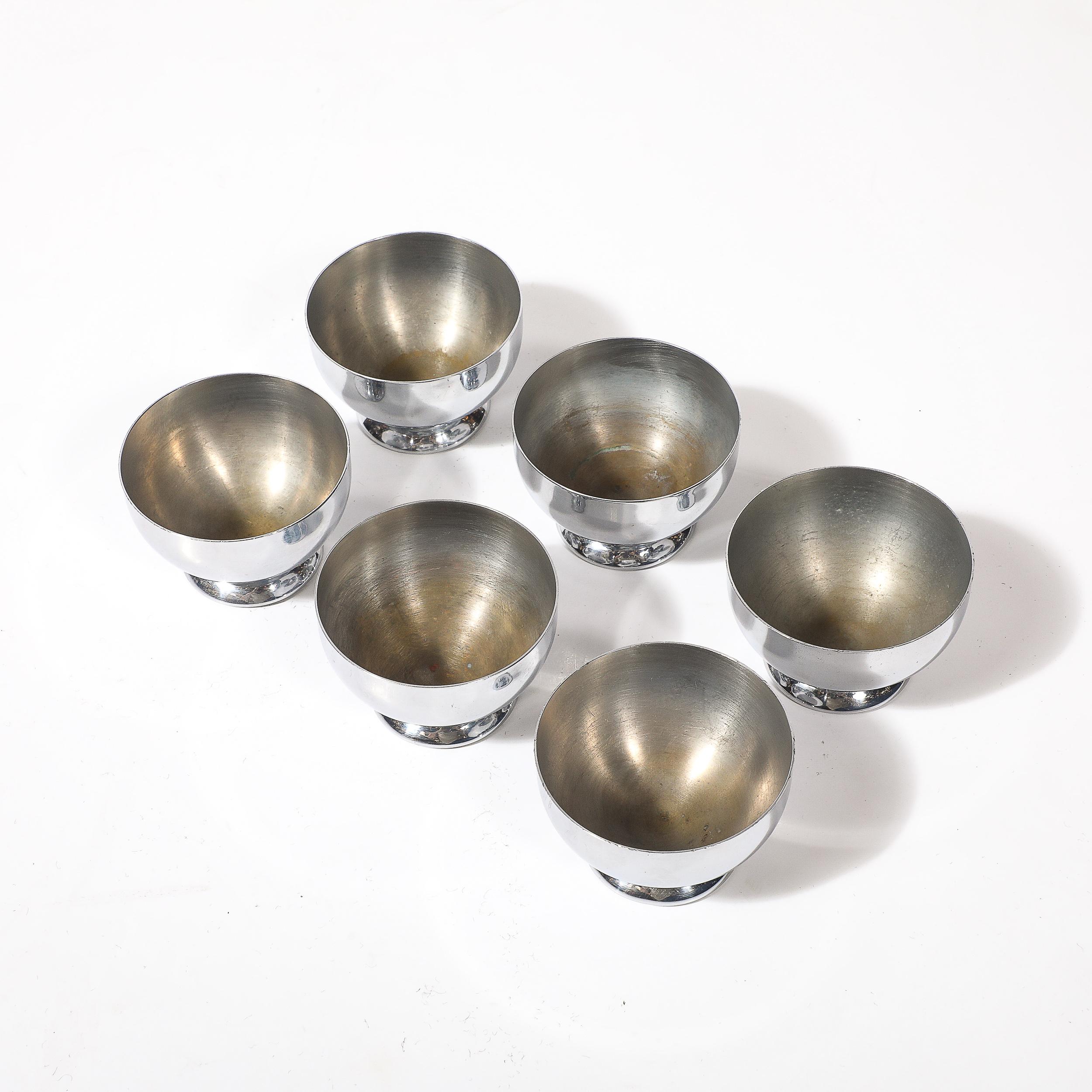 Set of Six Art Deco Chrome Cordials signed Chase For Sale 5