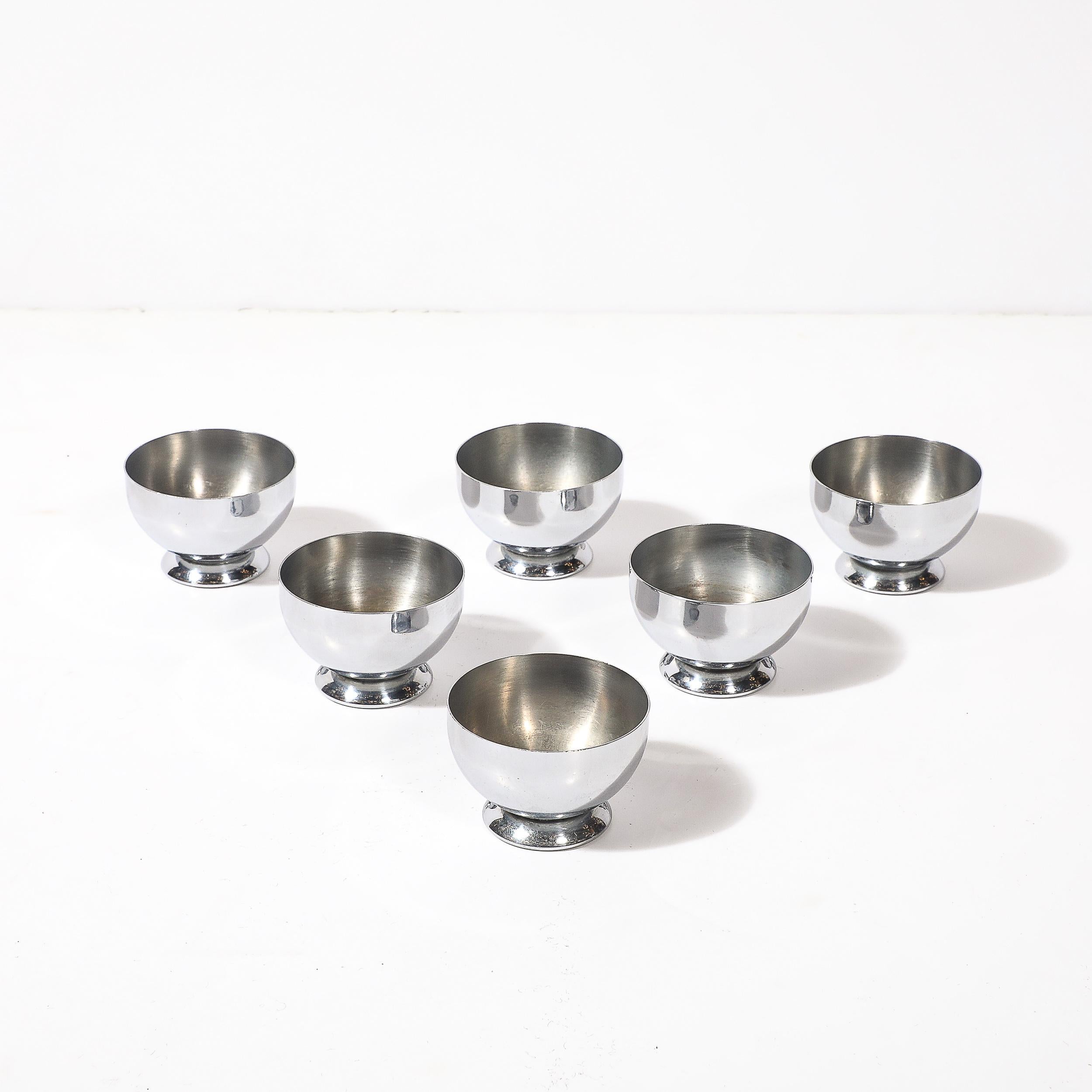 American Set of Six Art Deco Chrome Cordials signed Chase For Sale