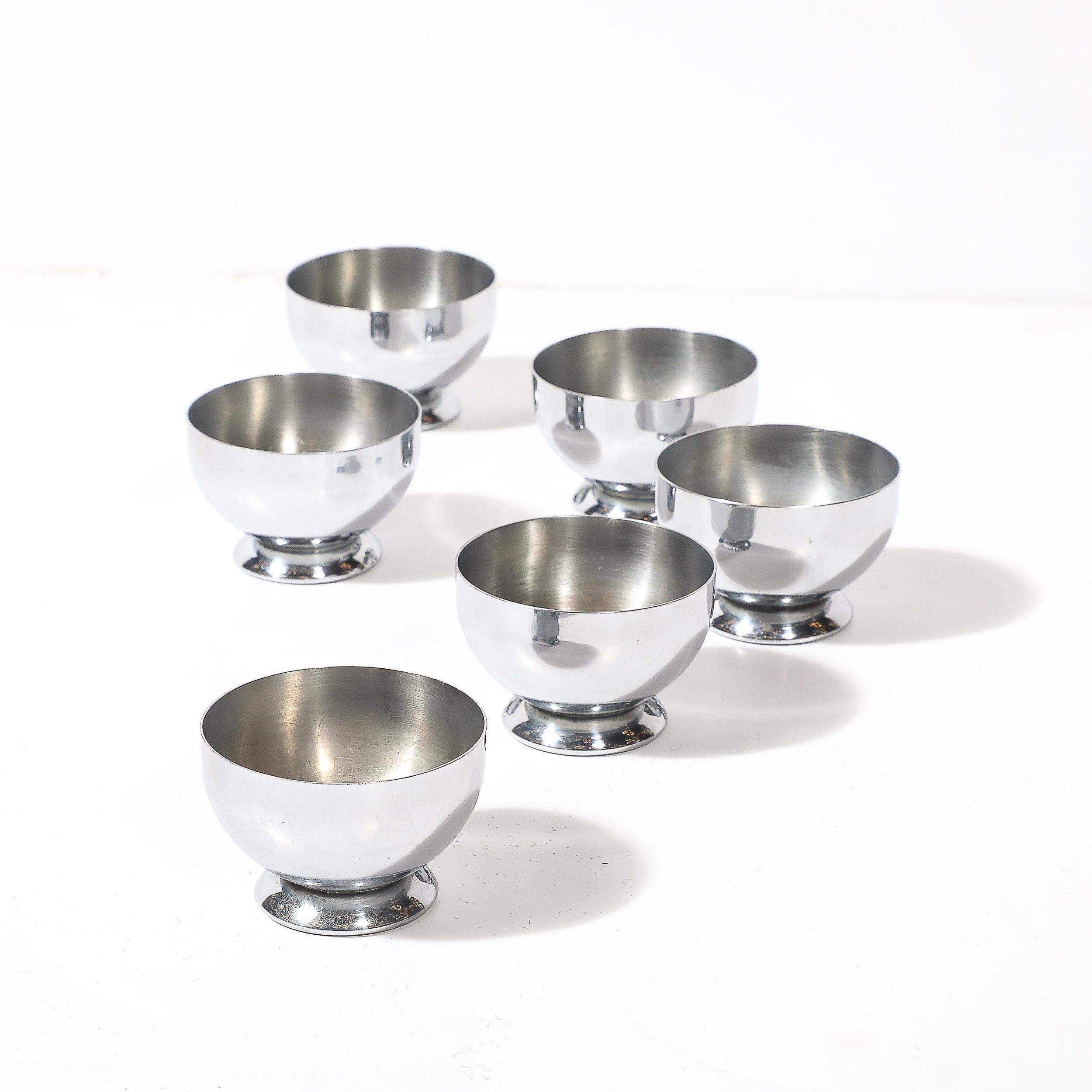 Set of Six Art Deco Chrome Cordials signed Chase In Excellent Condition For Sale In New York, NY
