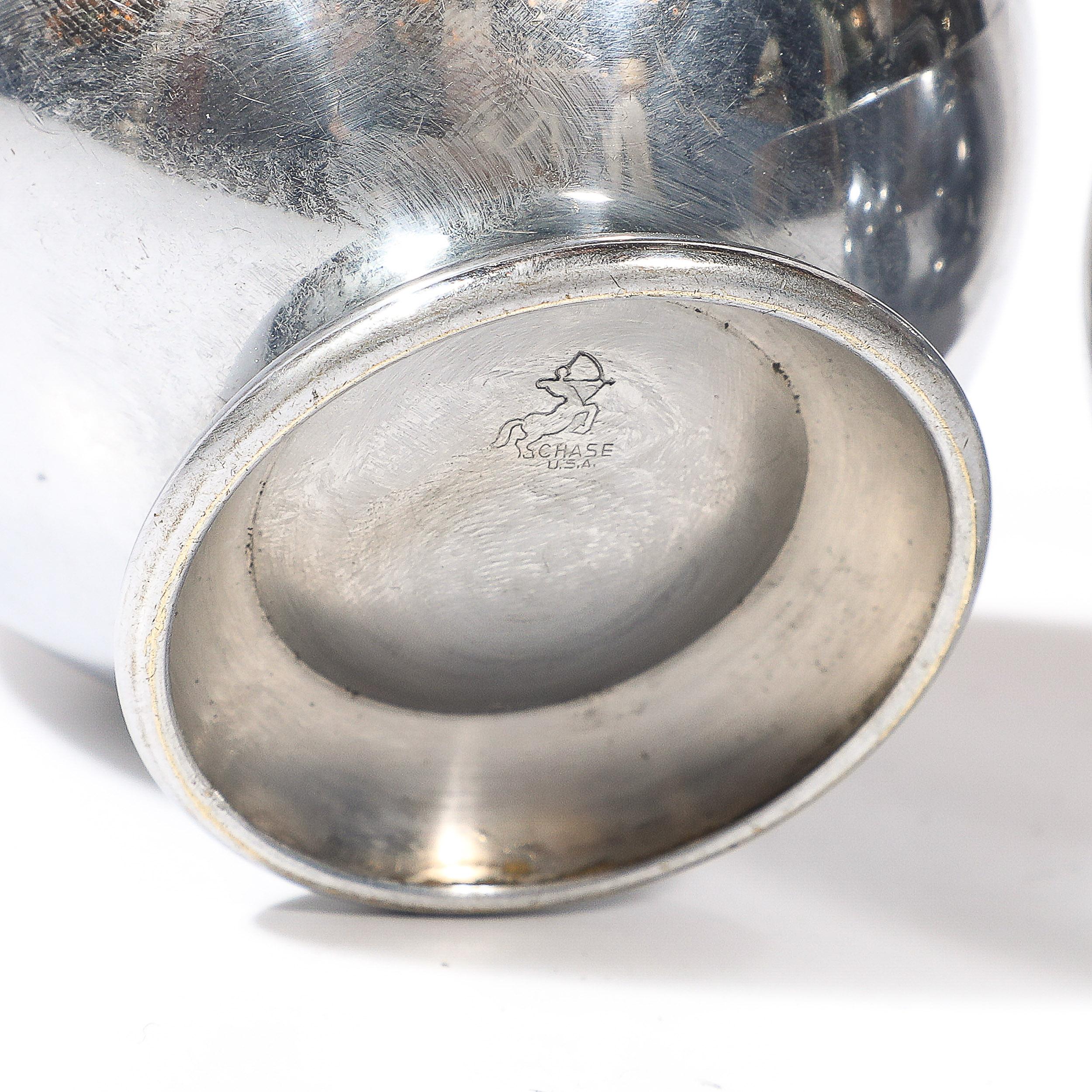 Set of Six Art Deco Chrome Cordials signed Chase For Sale 3