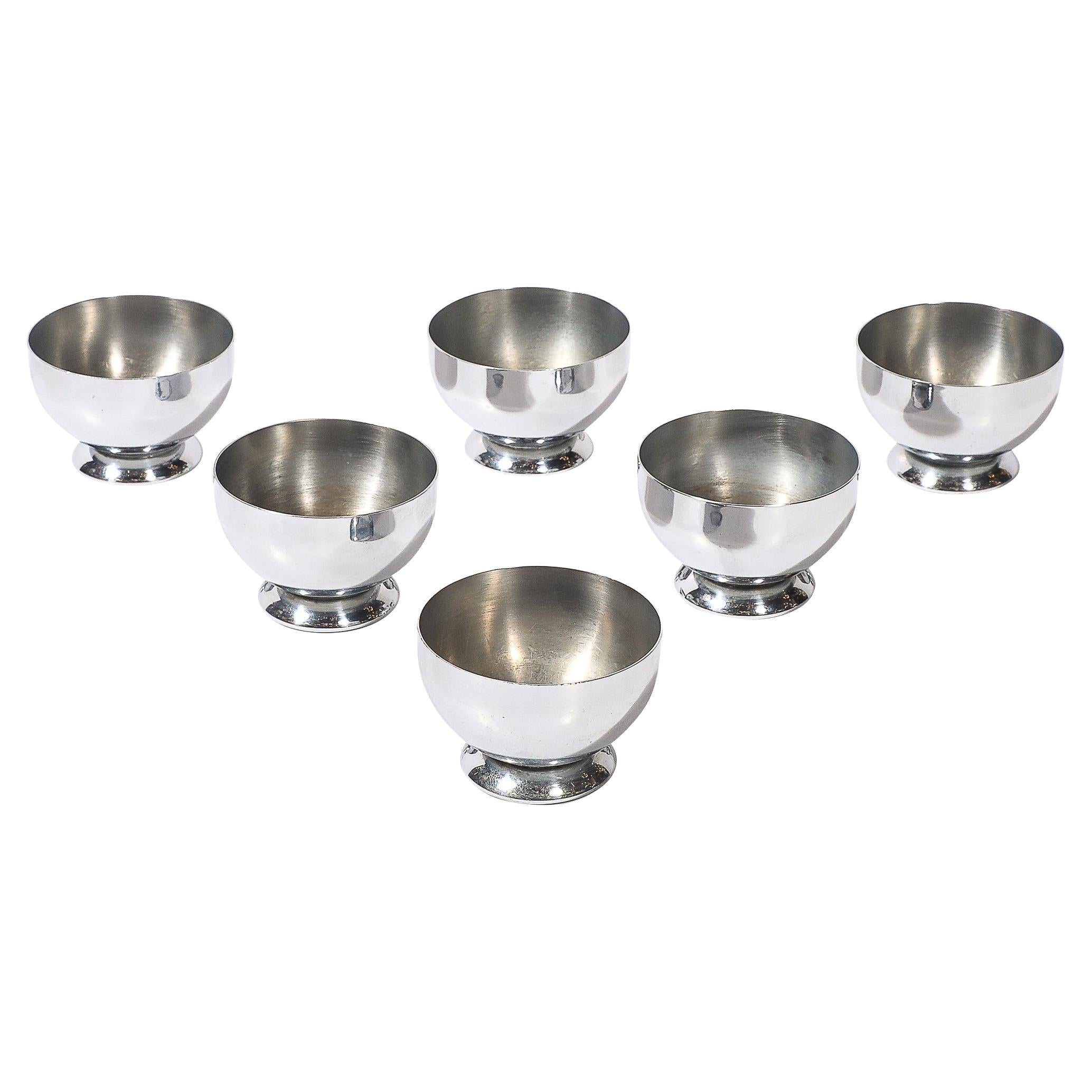 Set of Six Art Deco Chrome Cordials signed Chase For Sale