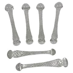 Set von sechs farblosen Art-Déco-Hobnail- Muddlers aus Baluster-Form aus Glas