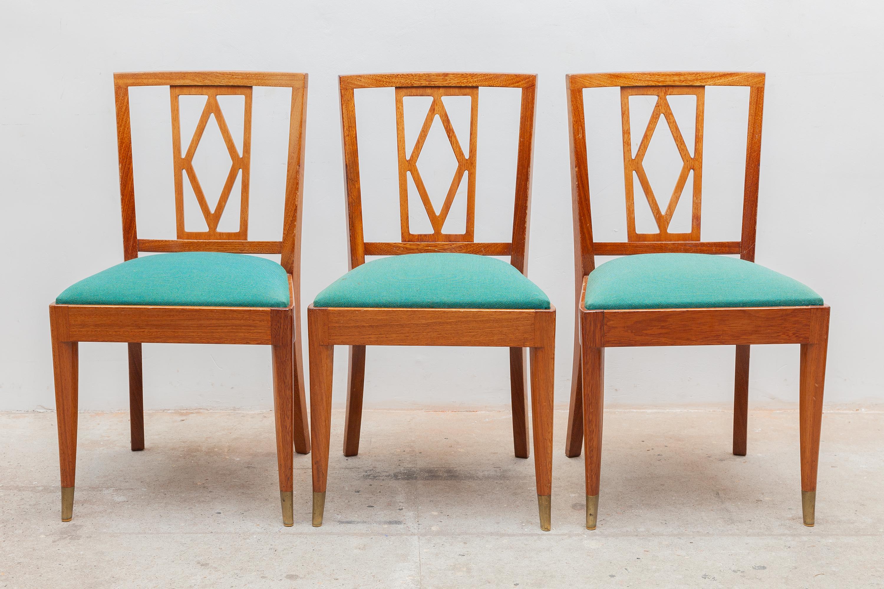 Set of Six Art Deco De Coene Dining Chairs 1940s, Belgium 1