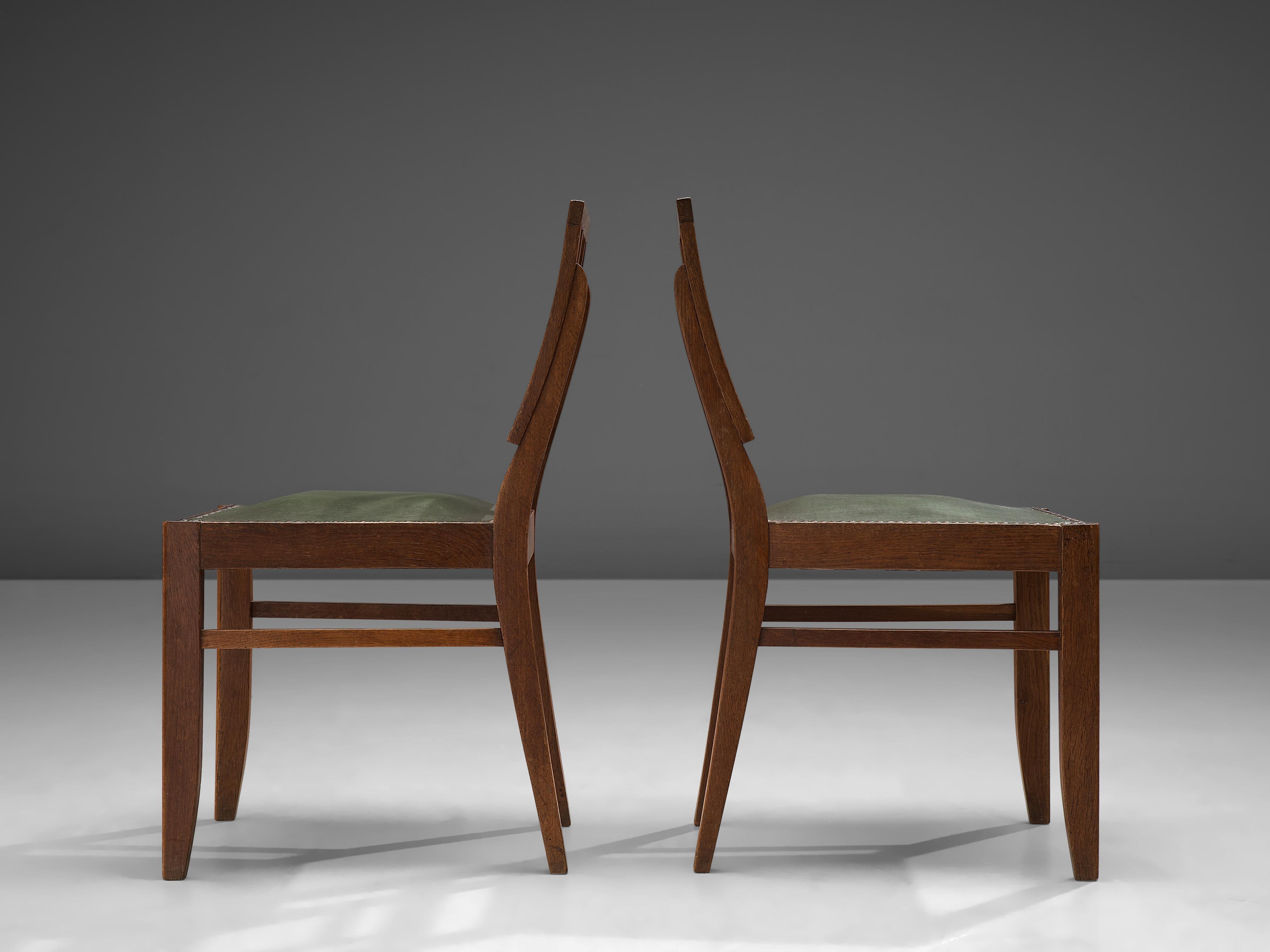 Quercia Set di sei sedie da pranzo in stile Art Deco francese in Oak scurito in vendita