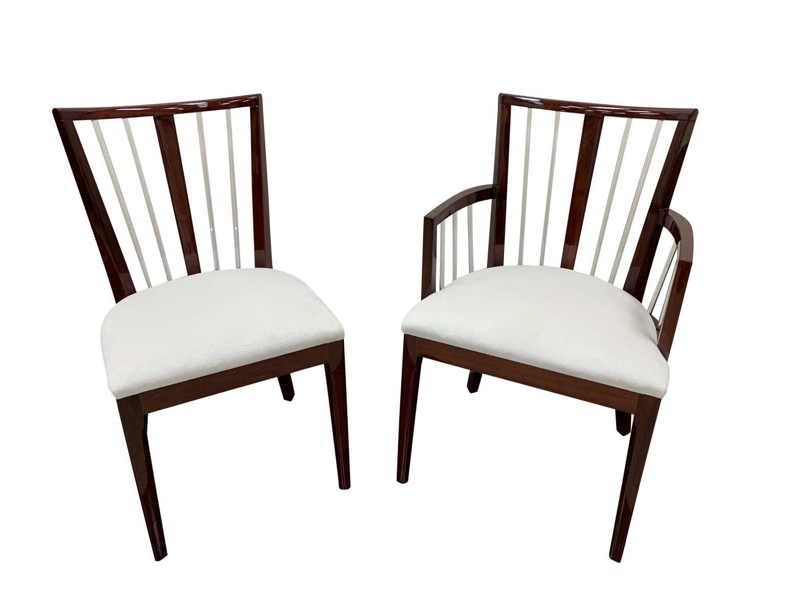 20th Century Set of Six Art Deco Dining Chairs in the Style of Grosfeld House in Mahogany