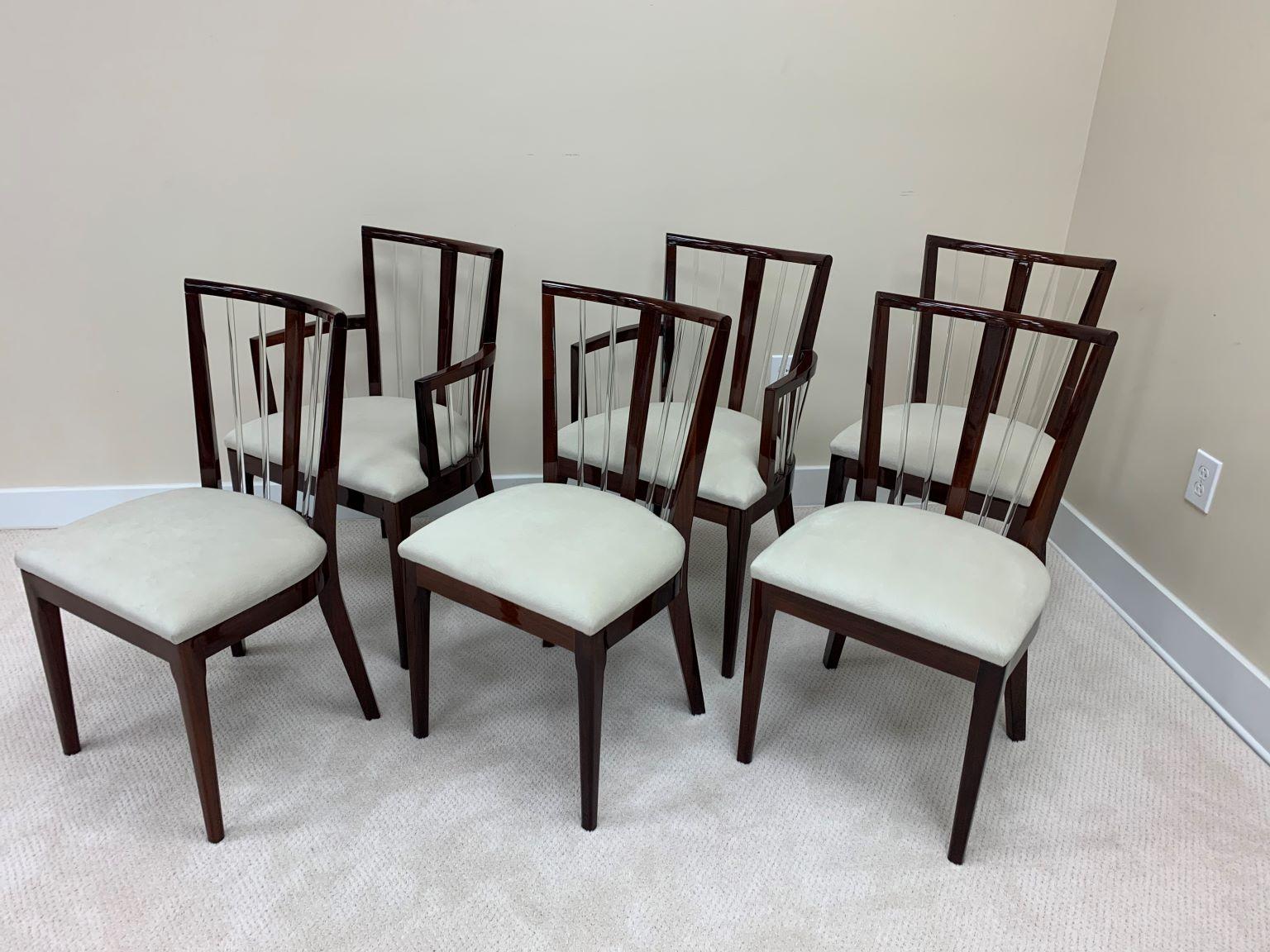 Set of Six Art Deco Dining Chairs in the Style of Grosfeld House in Mahogany 2