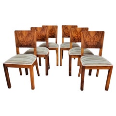 Set of Six Art Deco Dining Chairs in Walnut Roots Veneer, Austria 1940s