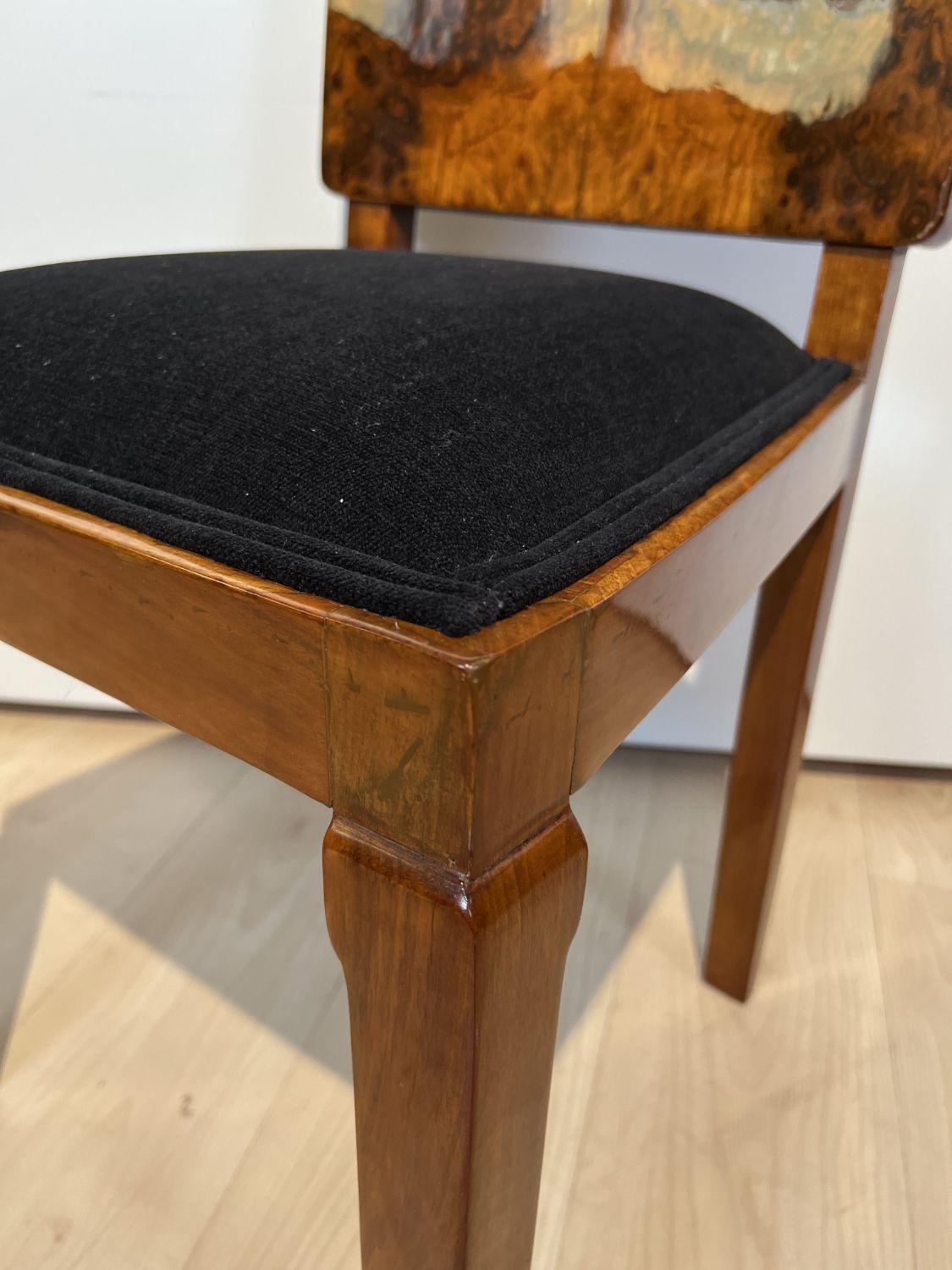 Set of Six Art Deco Dining Chairs, Walnut Roots Veneer, France, circa 1930 2