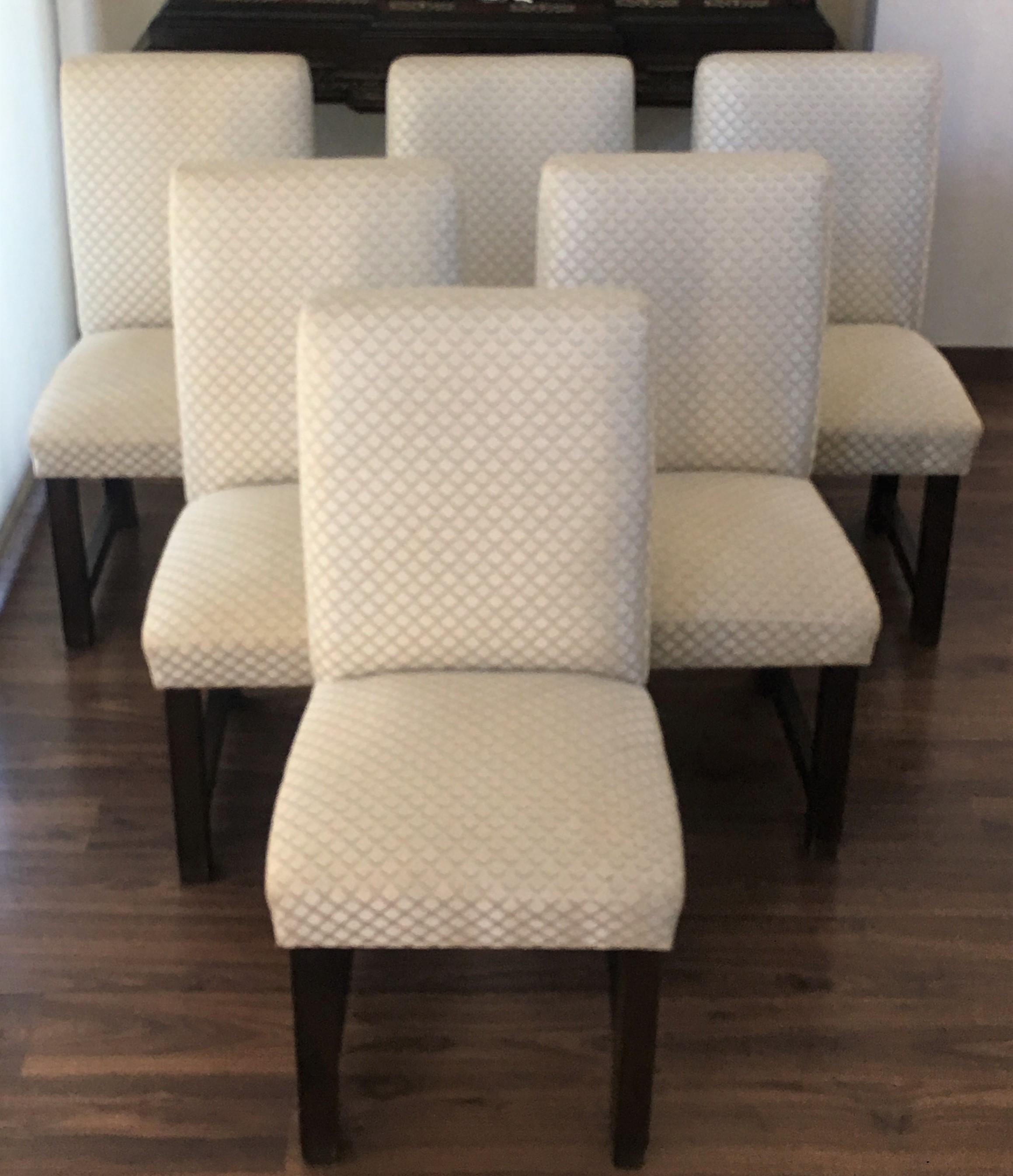 Set of Six Art Deco Dining Chairs with New Upholstery by Lizzo, Italy For Sale 3