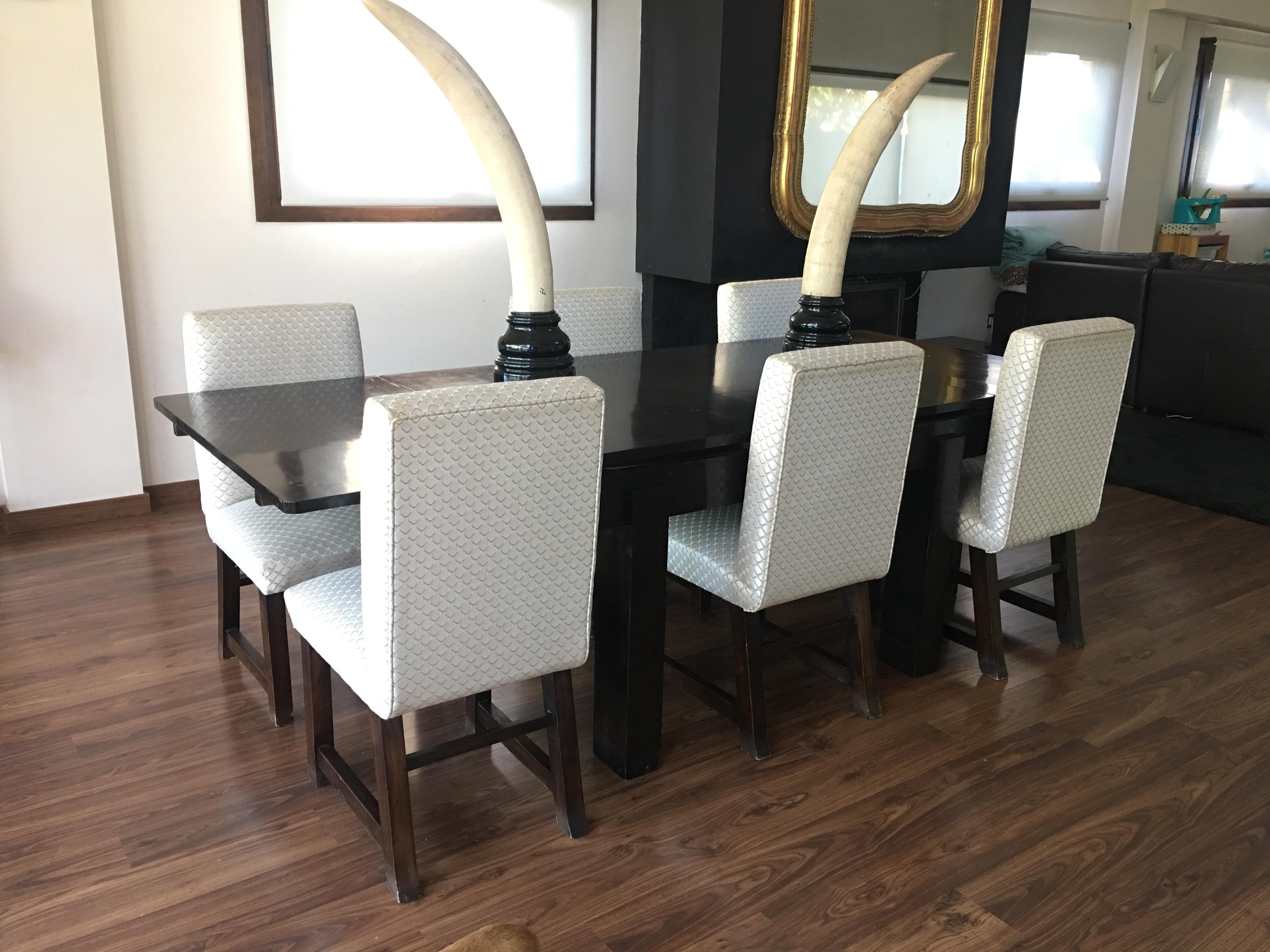Set of Six Art Deco Dining Chairs with New Upholstery by Lizzo, Italy For Sale 5