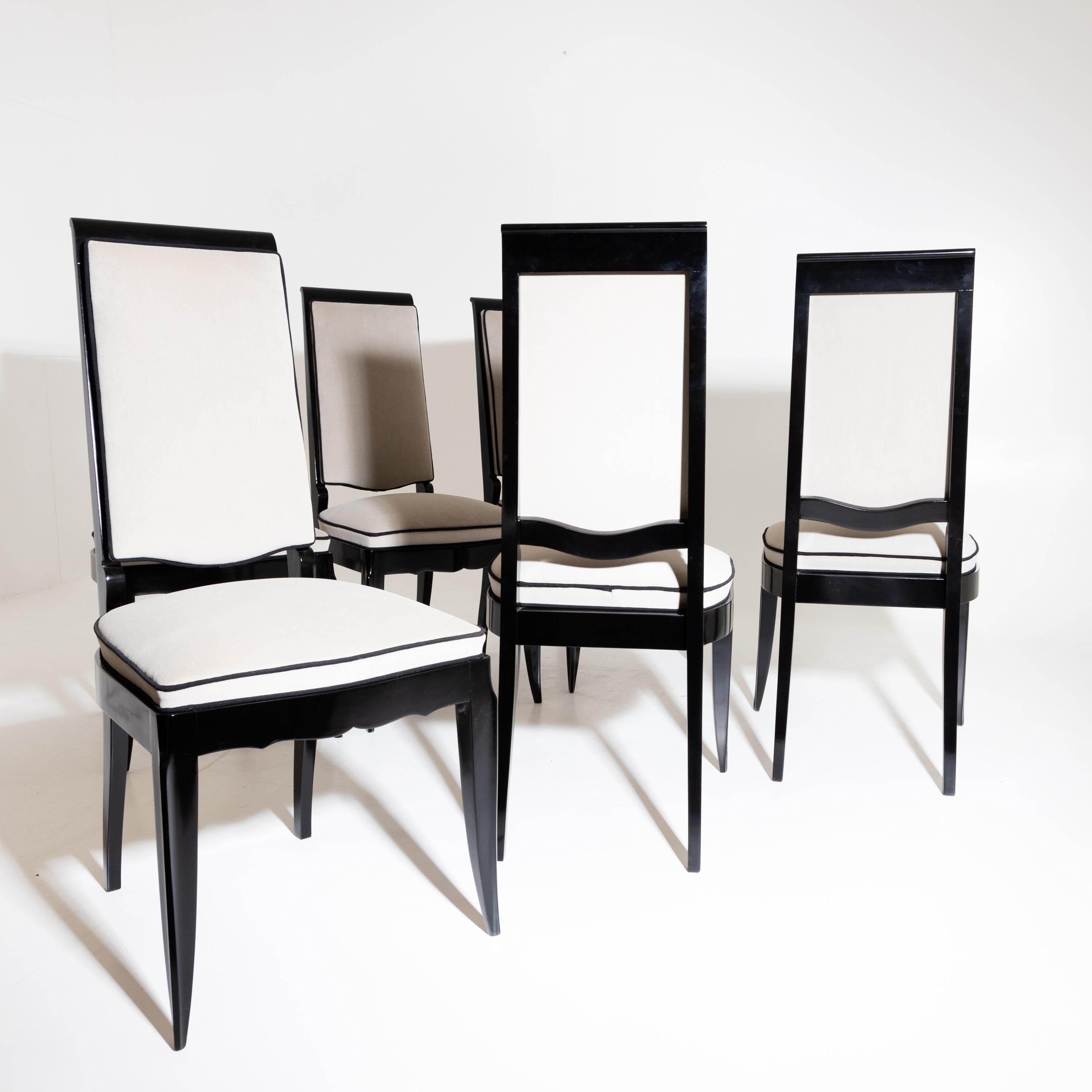 Ebonized Set of Six Art Deco Dining Room Chairs, France, 1920s