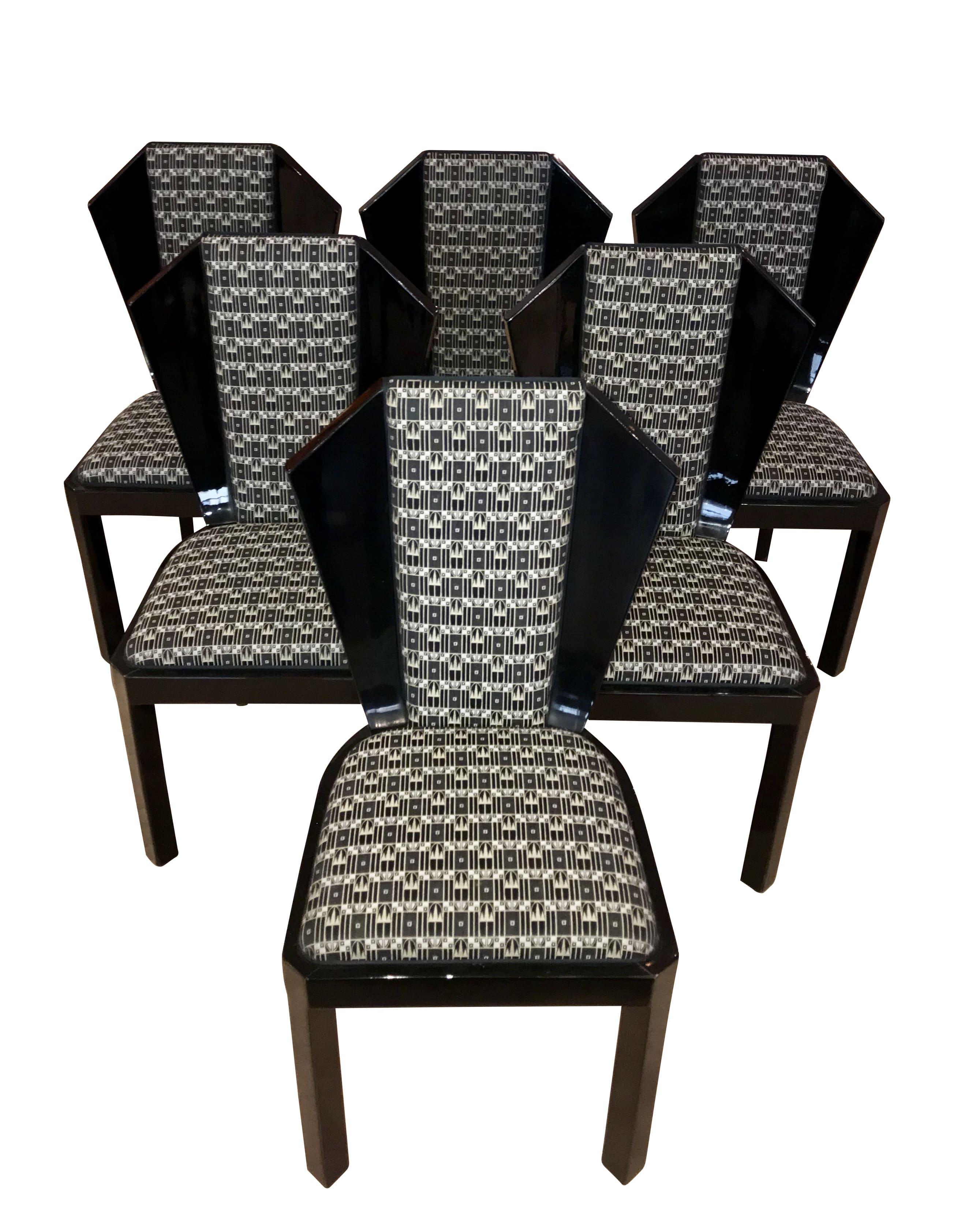 Rare set of six original Art Deco dining room chairs from France circa 1930. 

Wonderful 
