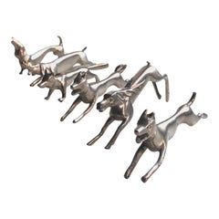 Set of Six Art Deco French Silver Plated Knife Rests Featuring Animal Figures