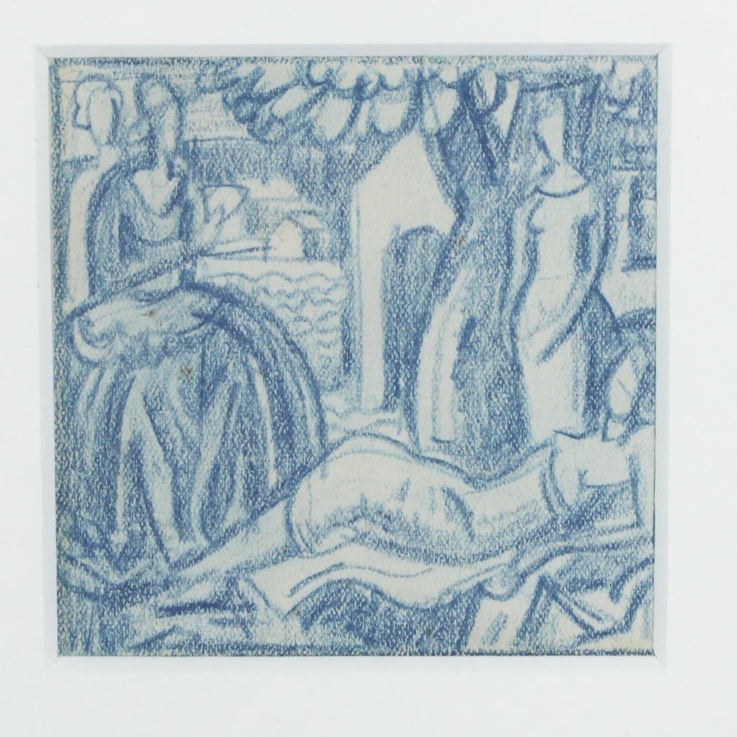 Ensemble de six vignettes au crayon bleu, peut-être des dessins pour des illustrations ou des peintures Art déco ultérieures. Support : crayon bleu sur papier dans un cadre plus tardif.

Artiste : Walpole Champneys (1879-1961).






 