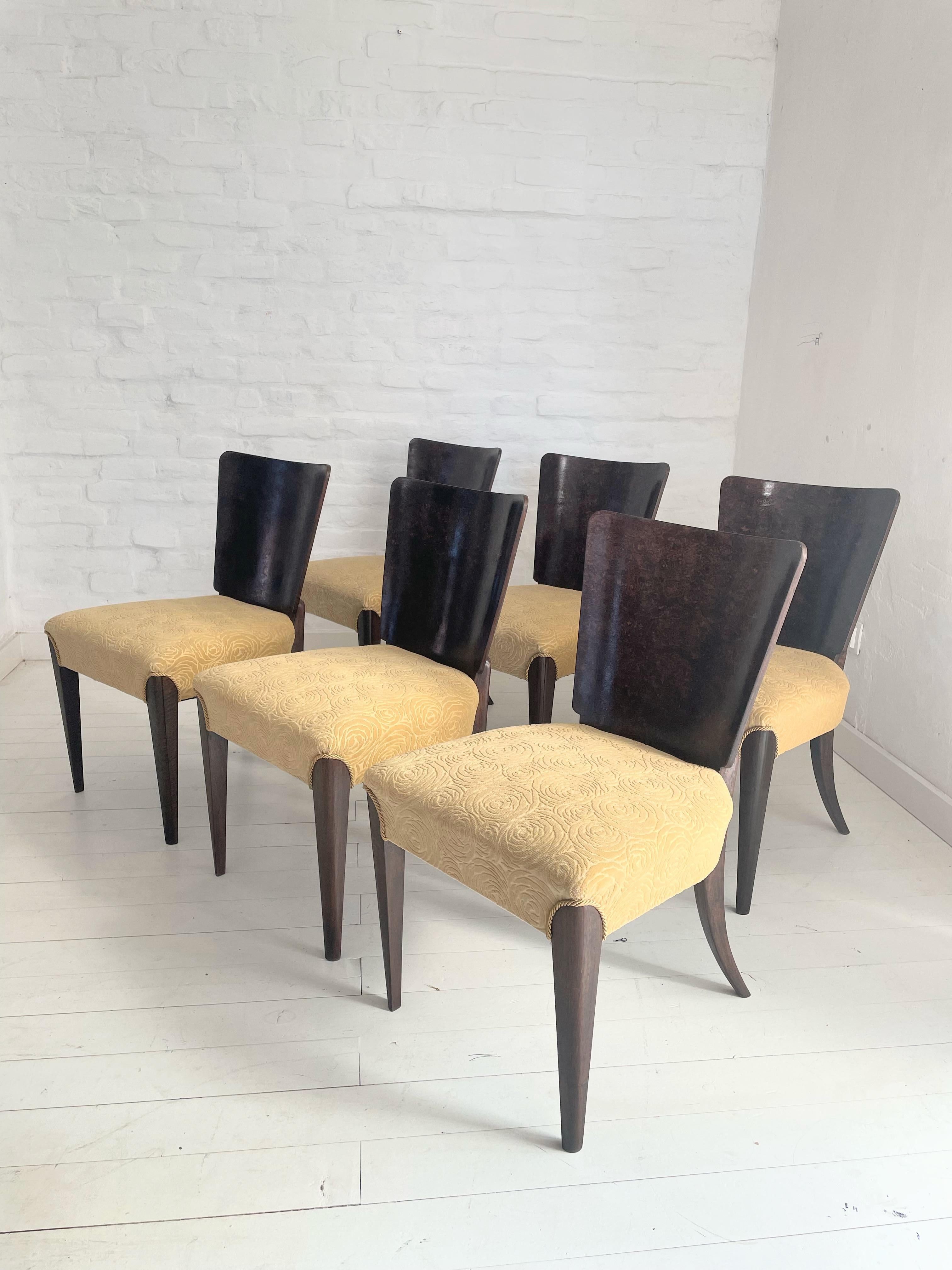 Set of Six Art Deco Model H 214 Chairs by Jindrich Halabala for UP Zavody, 1930s 4
