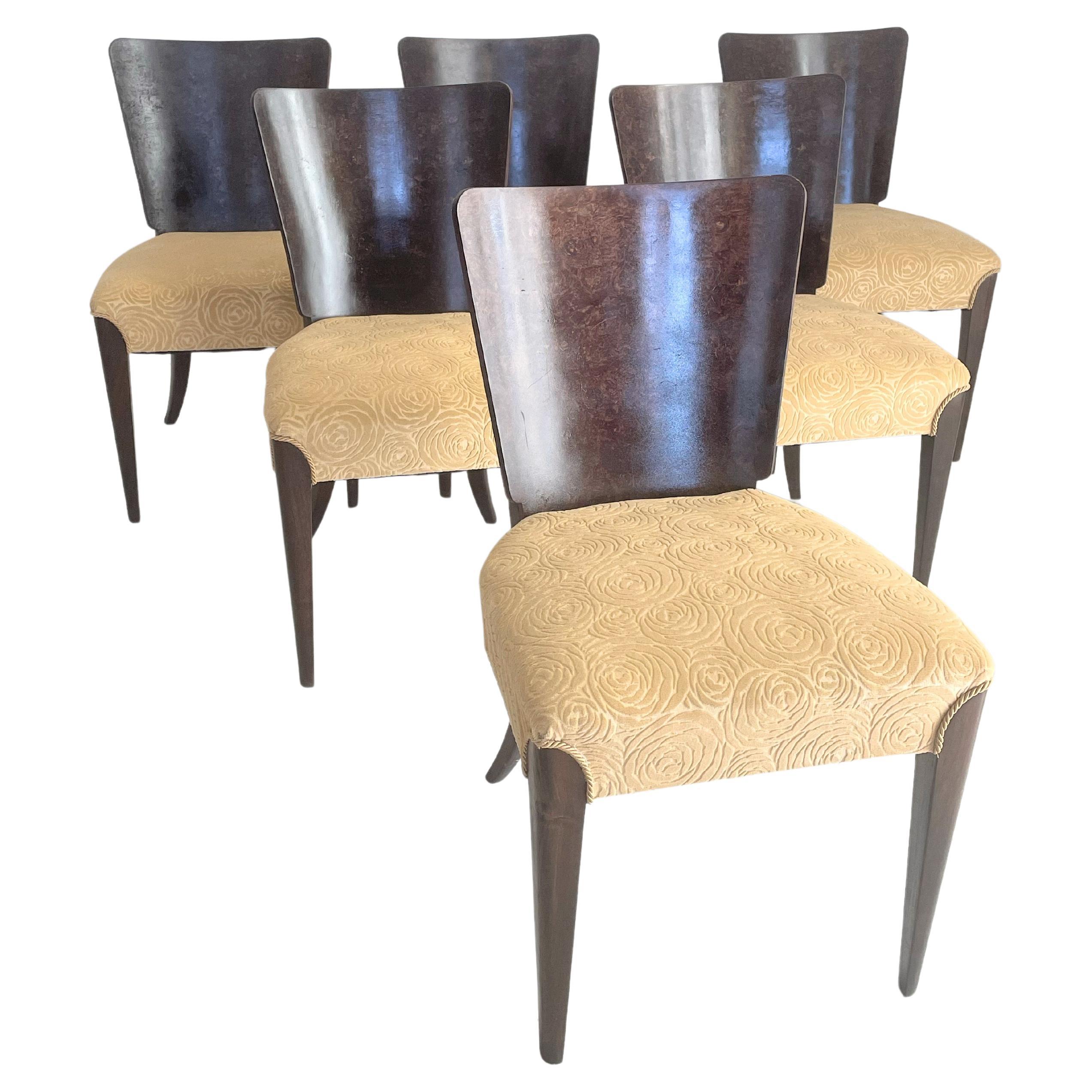 Set of Six Art Deco Model H 214 Chairs by Jindrich Halabala for UP Zavody, 1930s