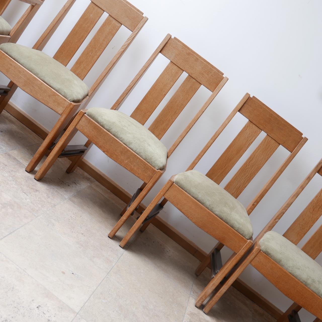 Set of Six Art Deco Oak Amsterdam School Dining Chairs '6' For Sale 1