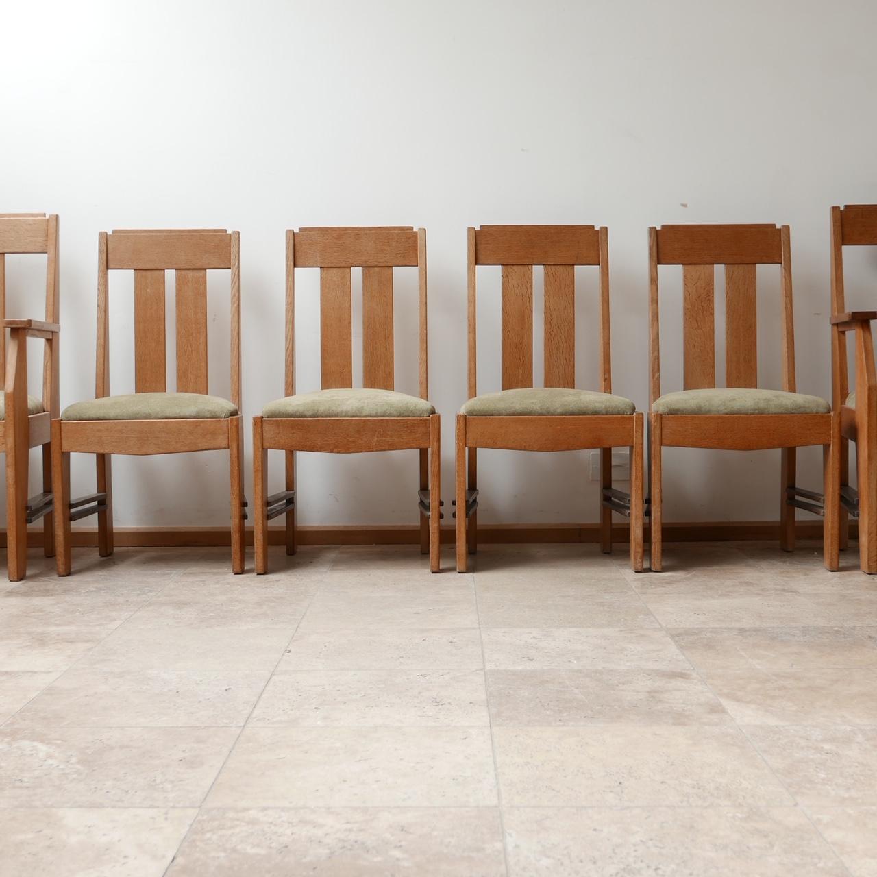 Set of Six Art Deco Oak Amsterdam School Dining Chairs '6' For Sale 2