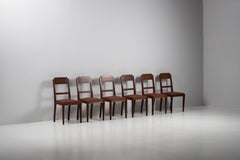 Set of Six Art Deco Oak Chairs, France, 1940s