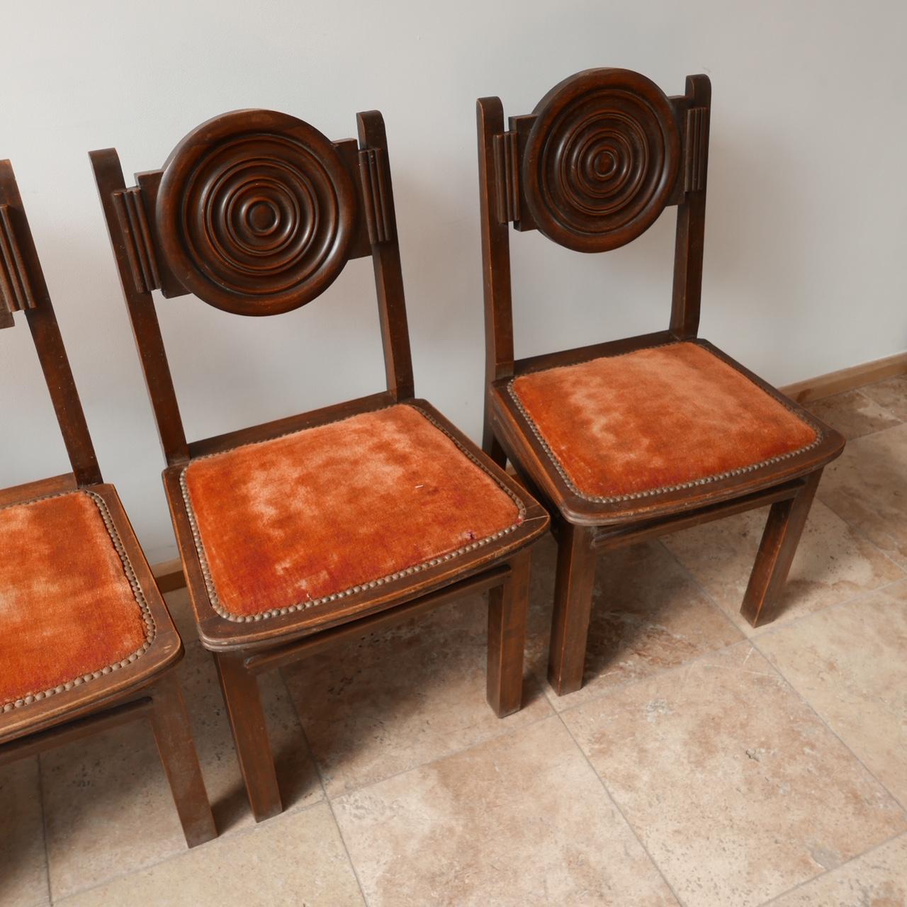 20th Century Set of Six Art Deco Oak French Dining Chairs '6' For Sale