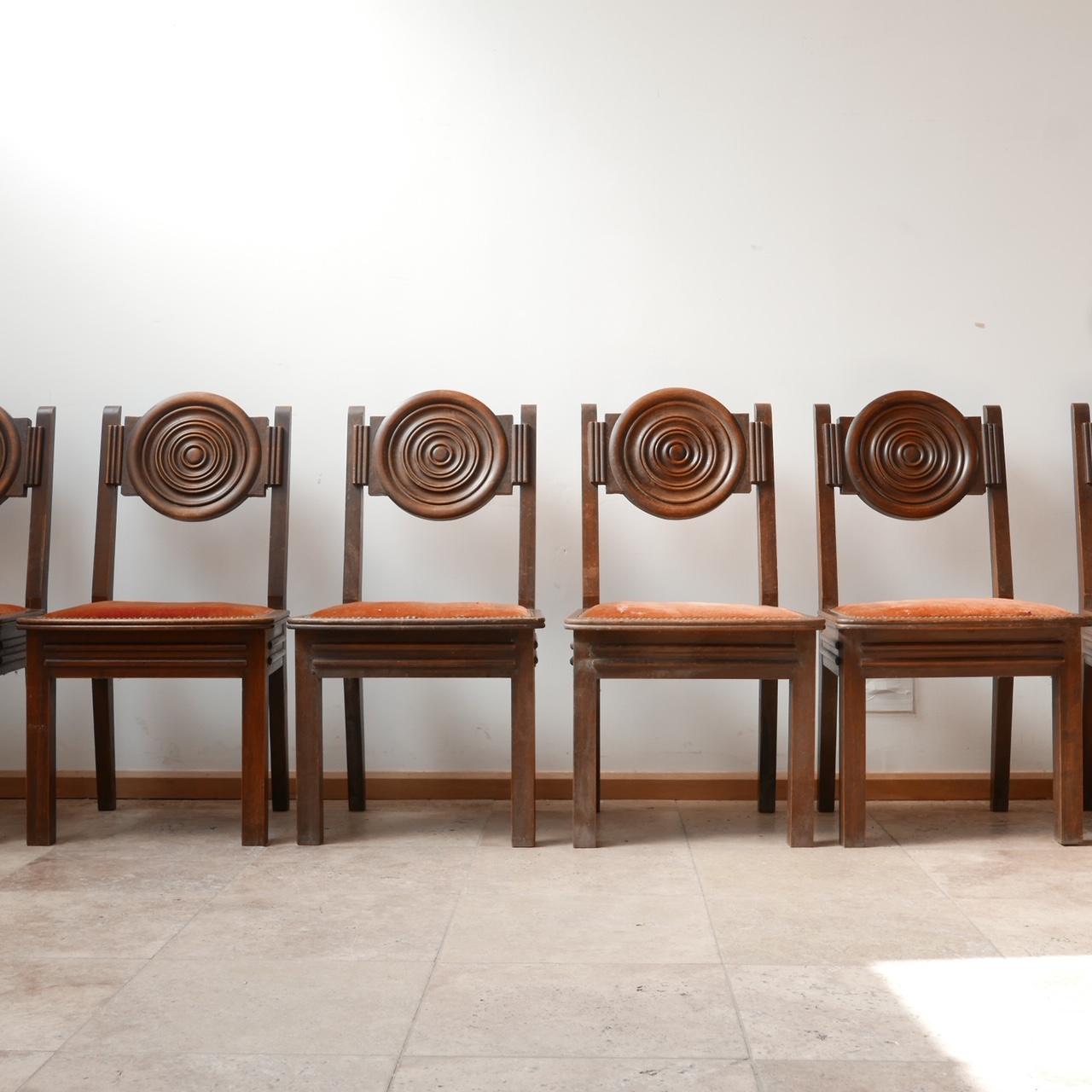 Ensemble de six chaises de salle à manger Art Déco en chêne français '6' en vente 2