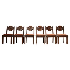 Set of Six Art Deco Oak French Dining Chairs '6'