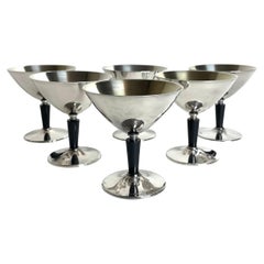 Set of six Art Deco Silver Plated Cocktail Glasses by Folke Arström, GAB, Sweden