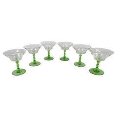 Juego de seis vasos con tallo Art Déco, Checoslovaquia