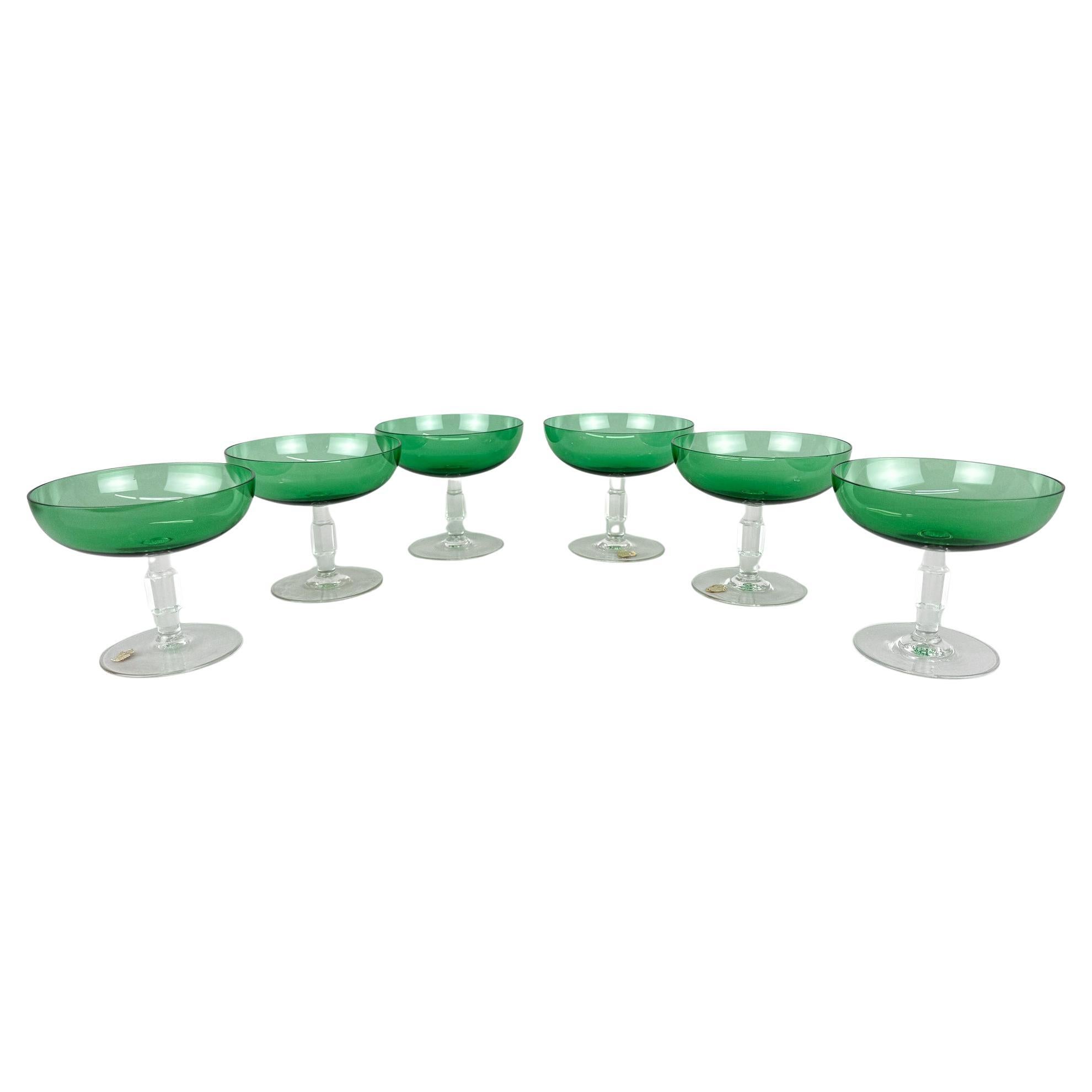 Juego de seis vasos con tallo Art Déco, Checoslovaquia