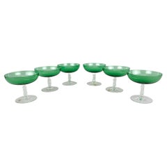 Juego de seis vasos con tallo Art Déco, Checoslovaquia