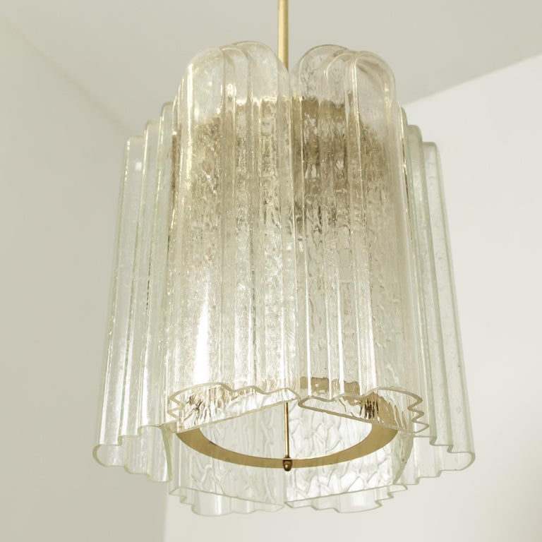 Set Of Six Art Deco Style Gl And Br Doria Pendant Lights 1960s Set Of Six Art Deco Style Gl And Br Doria Pendant Lights 1960s