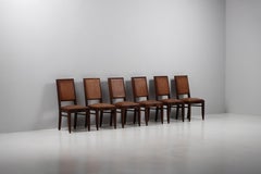 Set of Six Art Deco Upholstered Chairs, France, 1940s