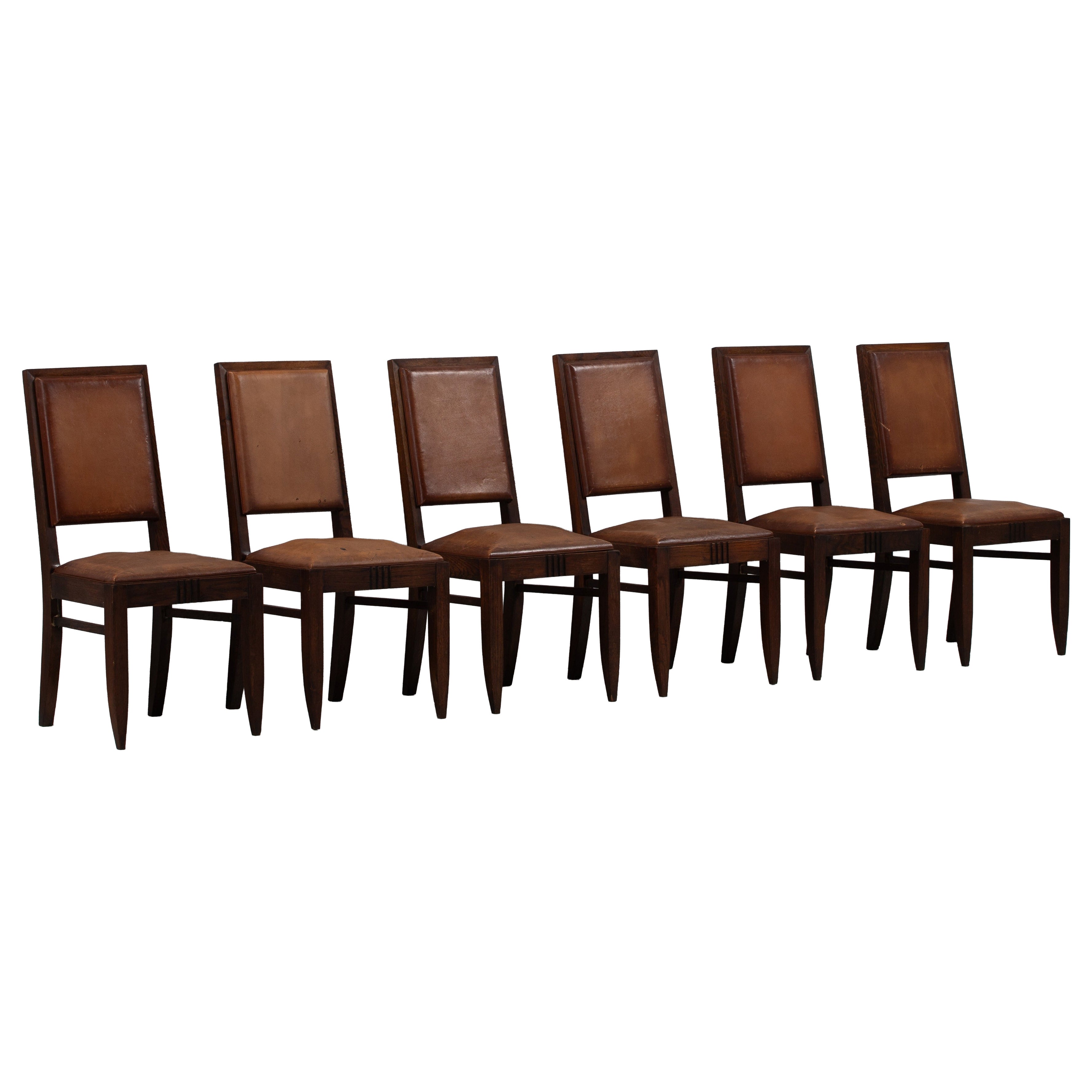 Lot de six fauteuils rembourrés de style Art déco, France, années 1940