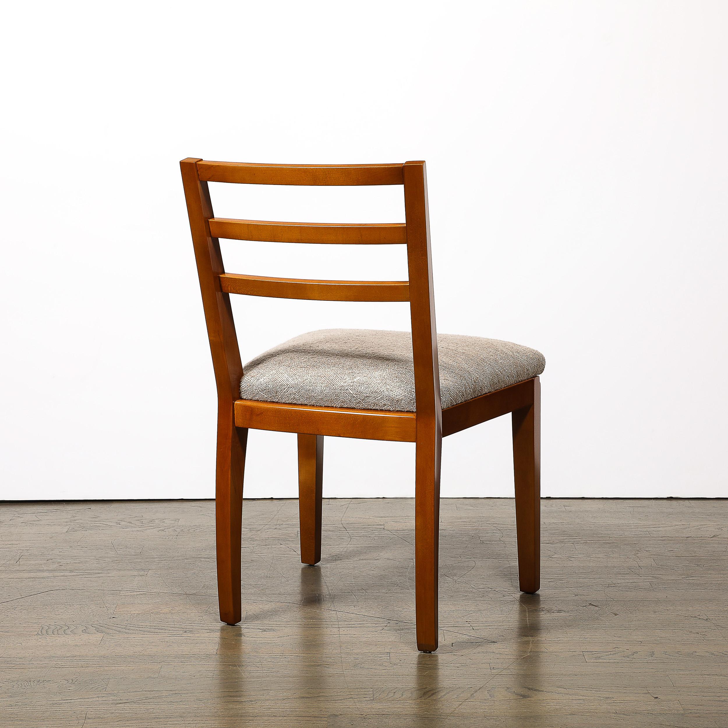 Set of Six Art Deco Walnut Dining Chairs w/ Upholstered Seats by Donald Deskey 6