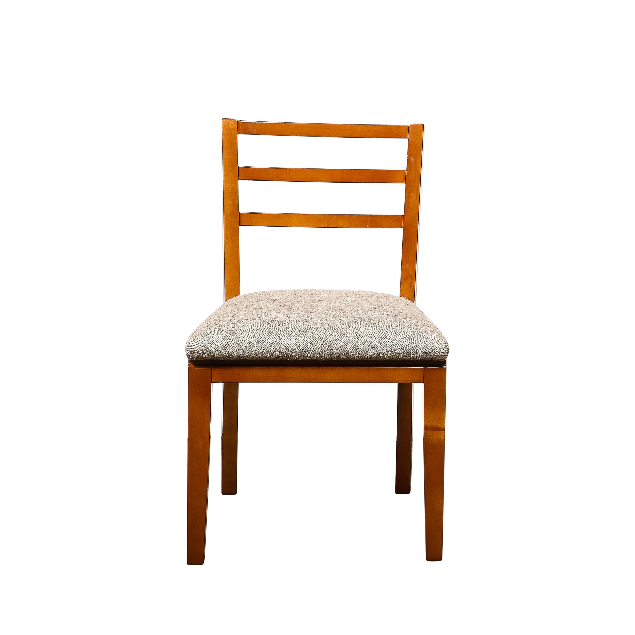 American Set of Six Art Deco Walnut Dining Chairs w/ Upholstered Seats by Donald Deskey