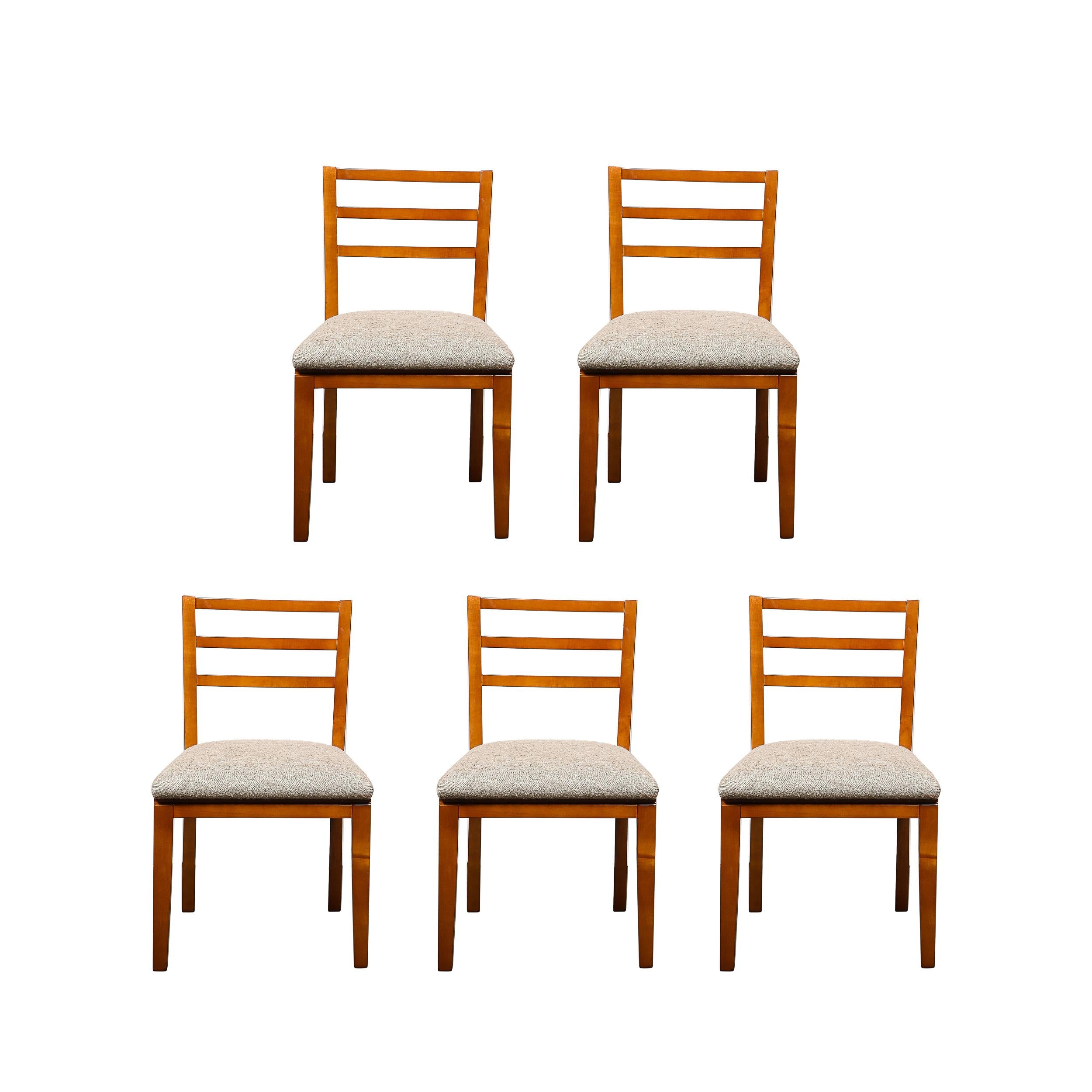 Set of Six Art Deco Walnut Dining Chairs w/ Upholstered Seats by Donald Deskey In Excellent Condition In New York, NY