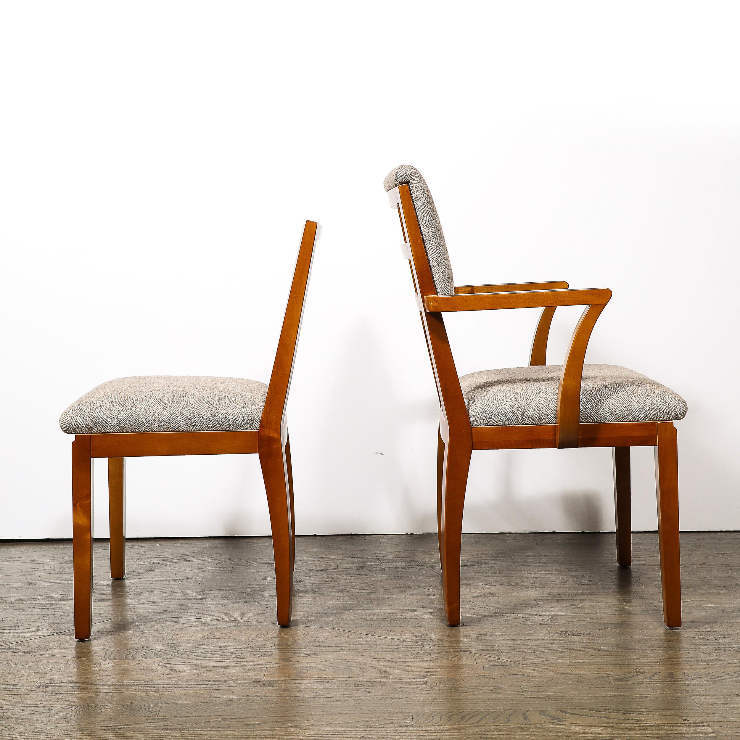 Mid-20th Century Set of Six Art Deco Walnut Dining Chairs w/ Upholstered Seats by Donald Deskey