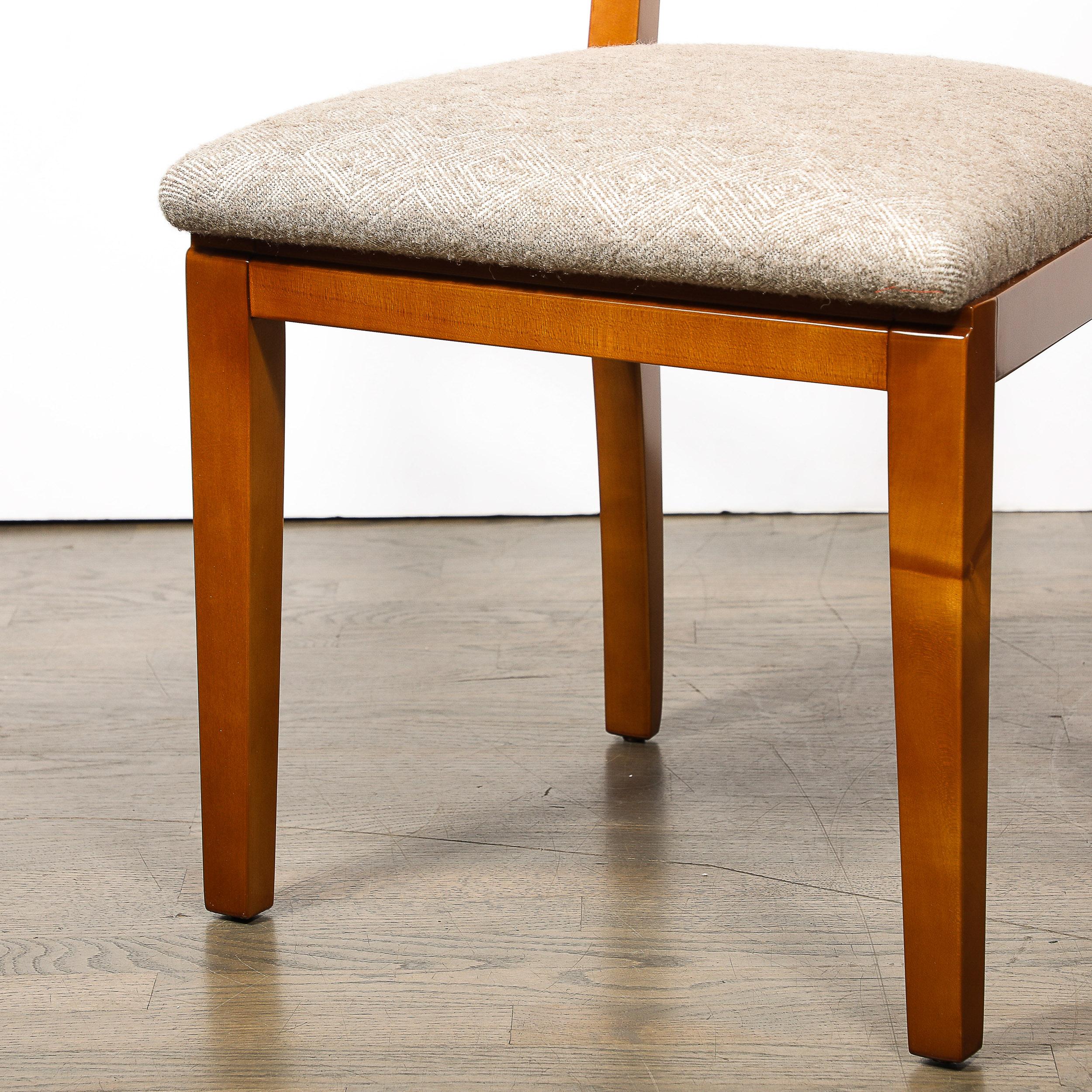 Set of Six Art Deco Walnut Dining Chairs w/ Upholstered Seats by Donald Deskey 3