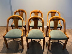 Set of Six Art Deco Walnut Gondola Chairs, French Design, 1930
