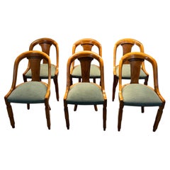 Set of Six Art Deco Walnut Gondola Chairs, French Design, 1930