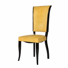 Set of Six Art Deco Yellow Dining Chairs, Jules Leleu Style