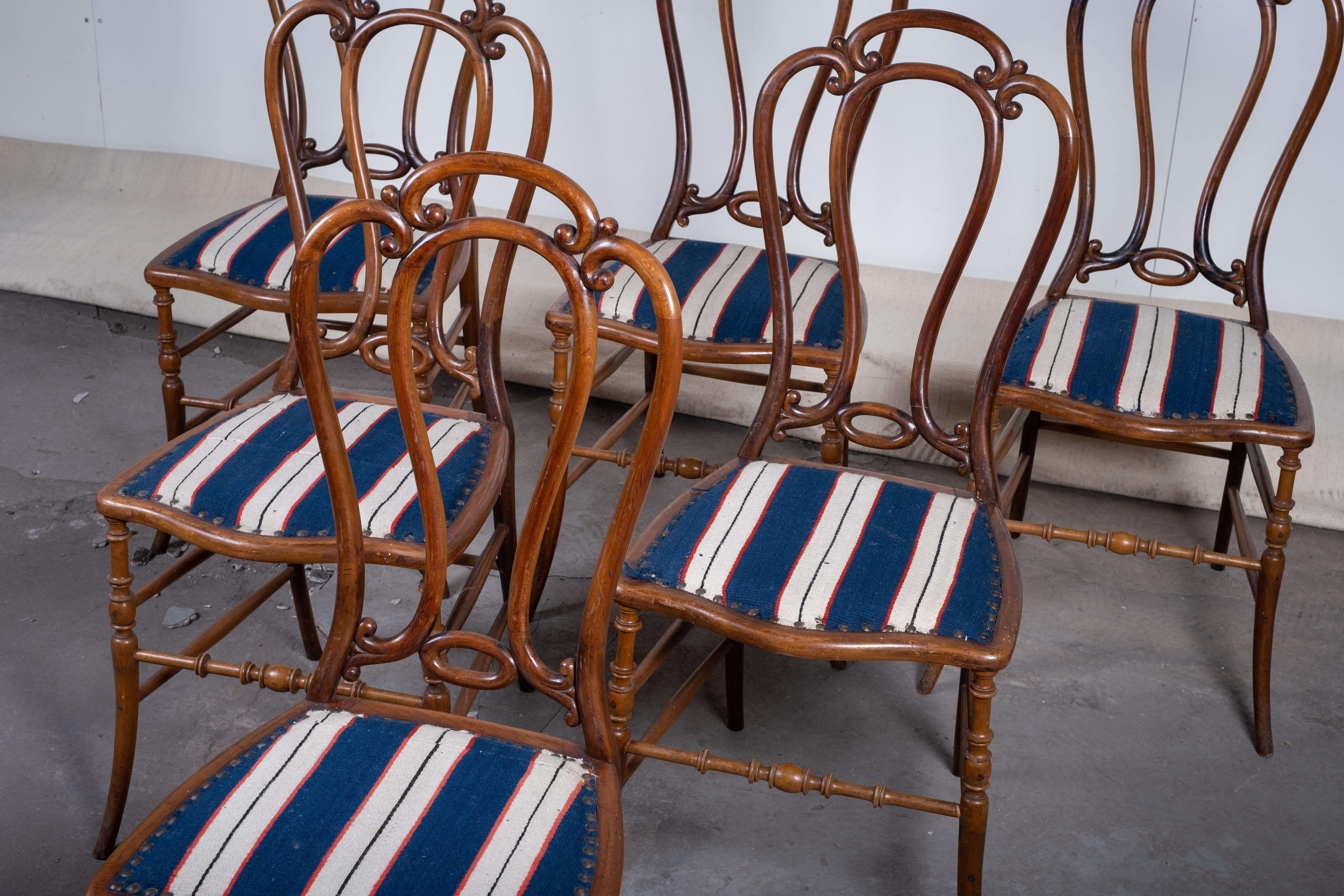 Set of Six Art Nouveau Café Chairs by W. Giessing, Beechwood, 1930s For Sale 2