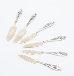 Set of Six Art Nouveau Continental Silver (.800) Caviar/Hors d'Oeuvres Spreaders