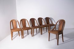 Set of six Art Nouveau style chairs with grape wood inlays