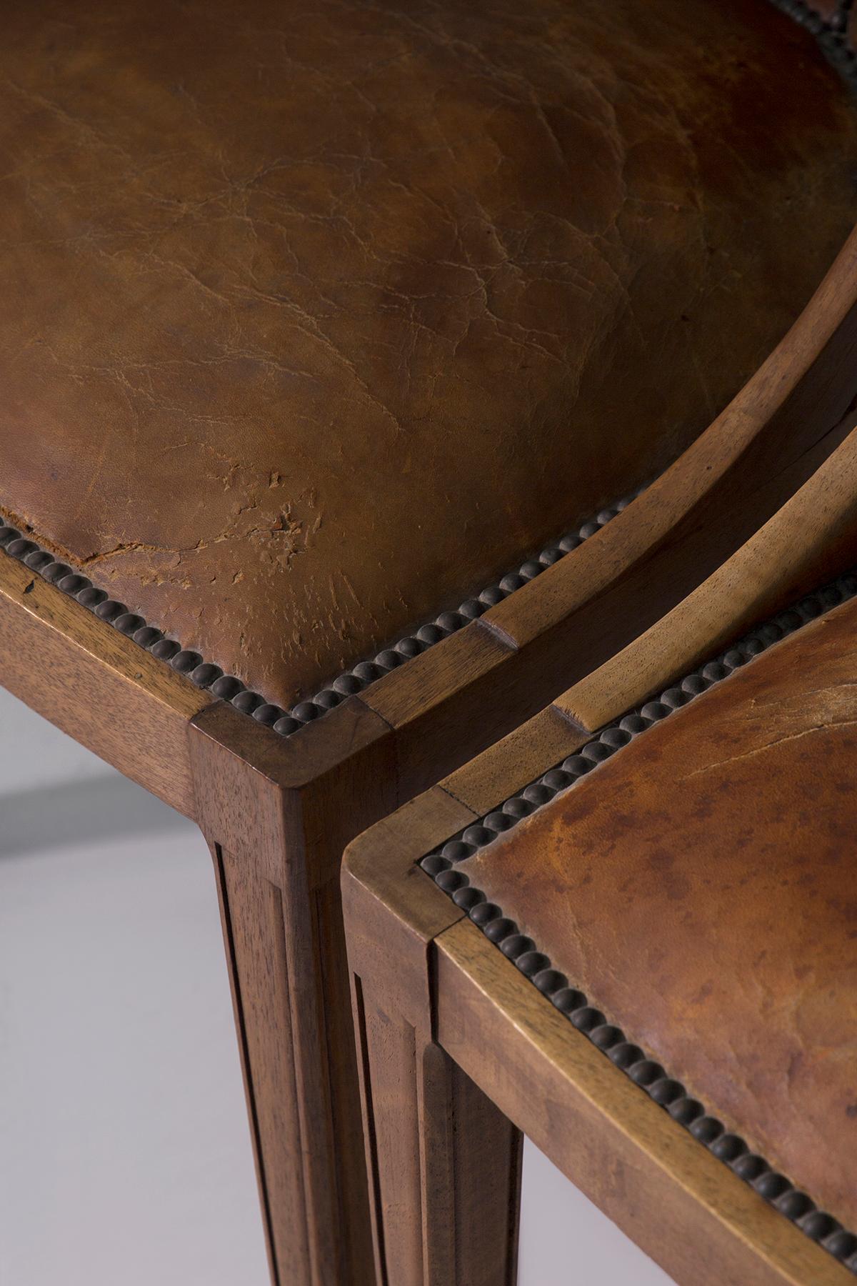 Set of six Art Nouveau style chairs with grape wood inlays For Sale 2