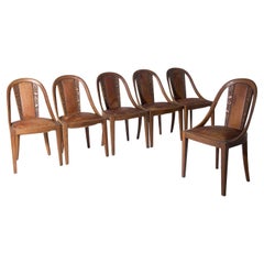 Ensemble de six chaises de style Art Nouveau avec incrustations en bois de raisin